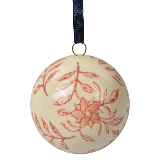 Sfera decorativa ceramica roz crem decor Flori Ø 6x6 cm