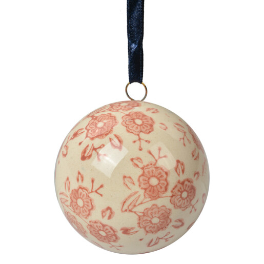 Sfera decorativa ceramica roz crem Flori Ø 6x6 cm