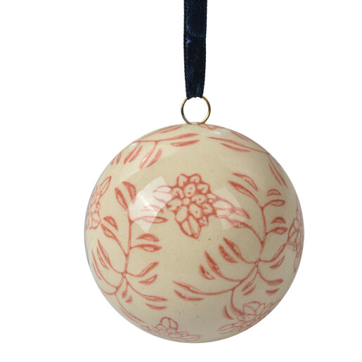 Sfera decorativa ceramica roz bej Flori Ø 6x6 cm