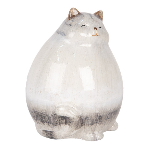 Figurina Pisicuta ceramica gri maro 14x13x18 cm