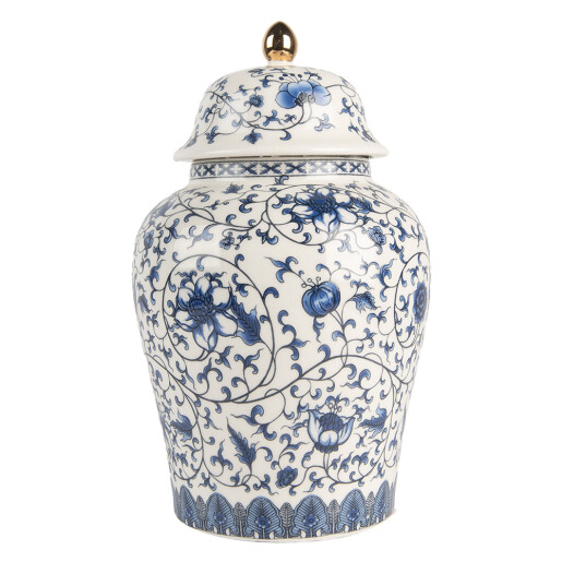 Vaza ceramica alba albastra 12x21 cm