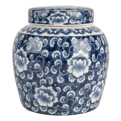 Vaza ceramica alba albastra 13x13 cm