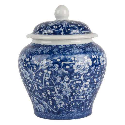 Vaza flori ceramica albastra alba 9x12 cm