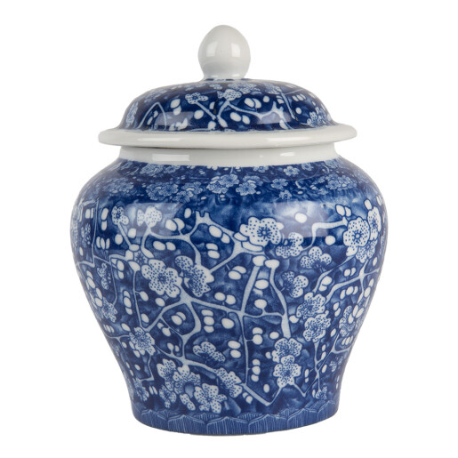 Vaza flori ceramica albastra alba 9x12 cm