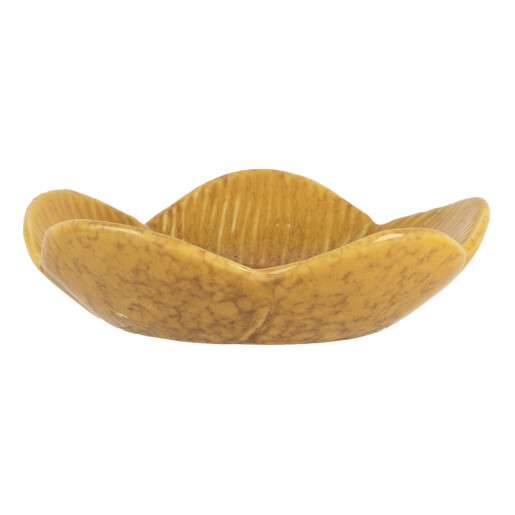Platou ceramica galbena rosie Floare 14x3 cm
