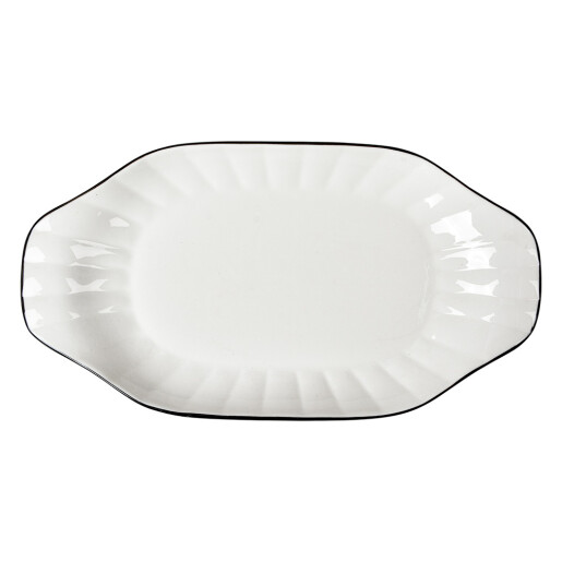 Bol ceramica alba neagra 29x16x3 cm