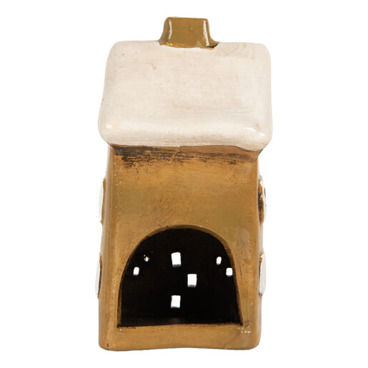 Candela Craciun Casuta ceramica maro alba 8x7x15 cm