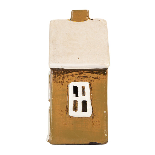 Candela Craciun Casuta ceramica maro alba 12x8x18 cm