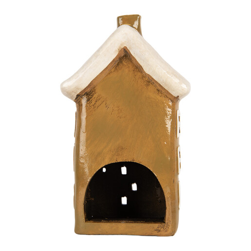 Candela Craciun Casuta ceramica maro alba 12x8x19 cm