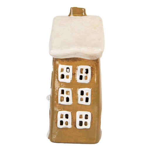 Candela Craciun Casuta ceramica maro alba 12x8x19 cm
