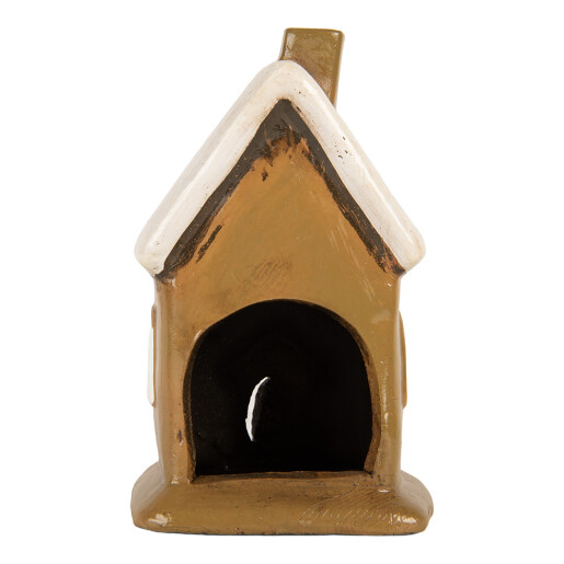 Candela Craciun Casuta ceramica maro alba 10x10x16 cm