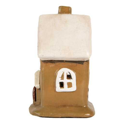 Candela Craciun Casuta ceramica maro alba 10x10x16 cm