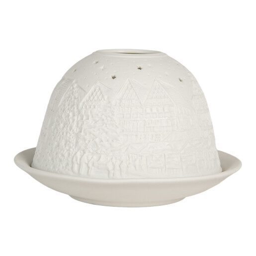 Suport lumanare portelan alb Craciun Ø 12x8 cm