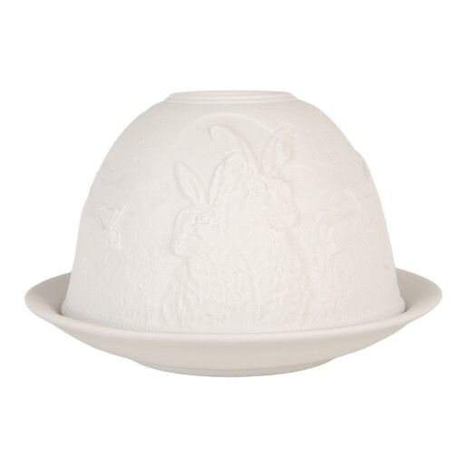 Candela portelan alb Iepuras Ø 12x8 cm
