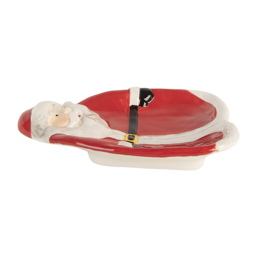 Platou Mos Craciun ceramica multicolora 20x16x4 cm