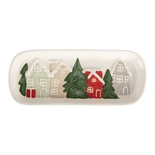 Platou Craciun ceramica multicolora 30x12x3 cm