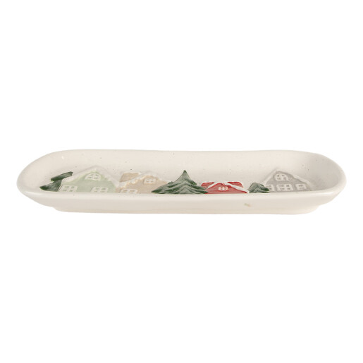 Platou Craciun ceramica multicolora 30x12x3 cm