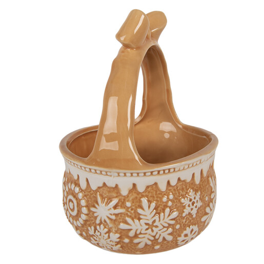 Cos Craciun ceramica maro alba Ø 15x21 cm