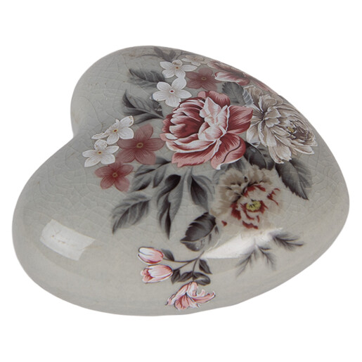 Decoratiune Inimioara ceramica multicolora Flori 8x8x4 cm
