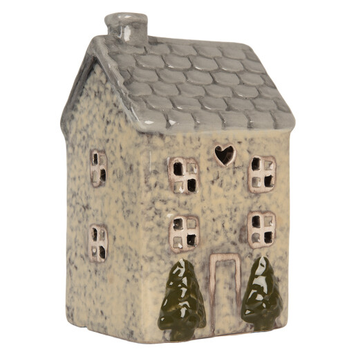 Candela Casuta Turta Dulce ceramica gri bej 9x8x15 cm