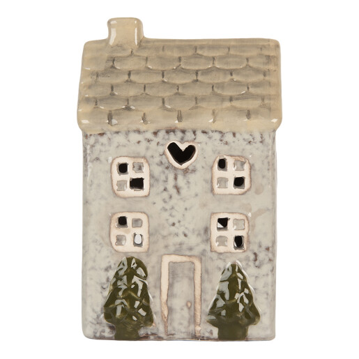 Candela Casuta Turta Dulce ceramica gri bej verde 9x8x15 cm