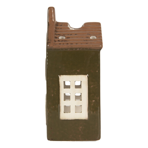 Candela Casuta Craciun ceramica verde crem 8x6x16 cm