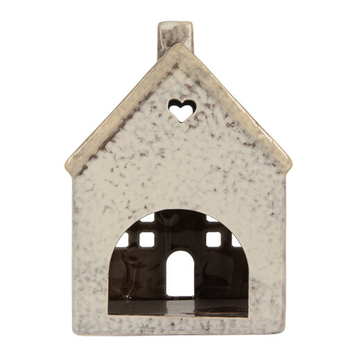 Candela Casuta Craciun ceramica gri 11x7x16 cm