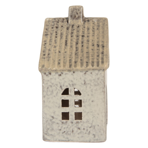 Candela Casuta Craciun ceramica gri 11x7x16 cm