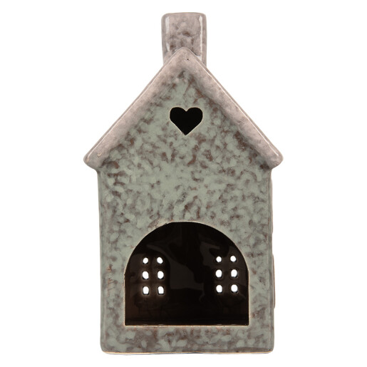 Candela Casuta Craciun ceramica verde maro 8x7x14 cm