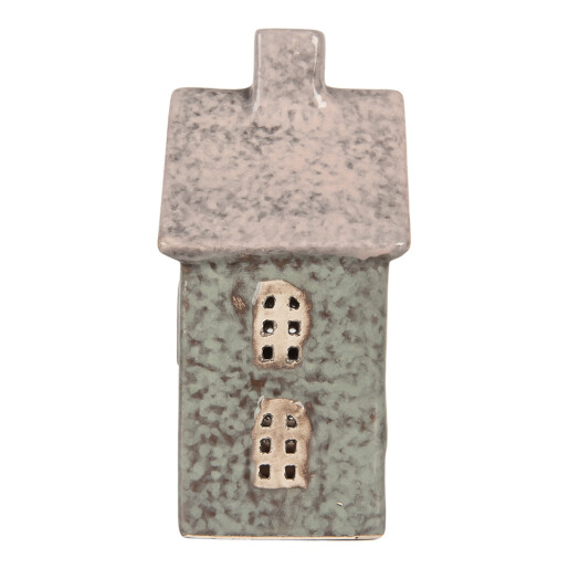 Candela Casuta Craciun ceramica verde maro 8x7x14 cm