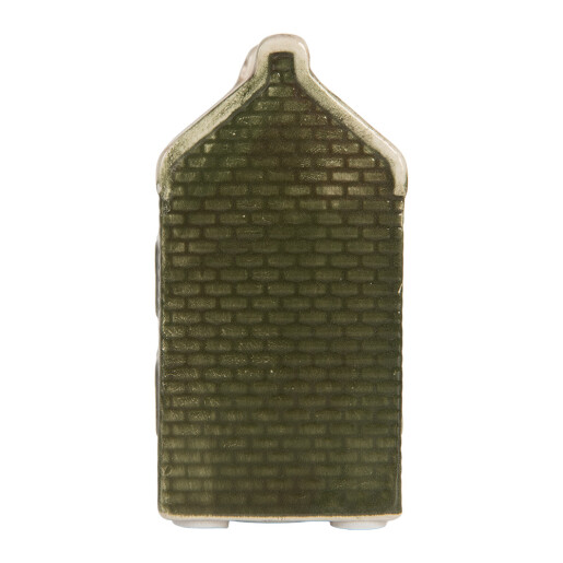 Casuta Craciun ceramica verde crem cu led 4x4x8 cm