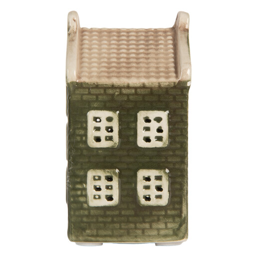 Casuta Craciun ceramica verde crem cu led 4x4x8 cm