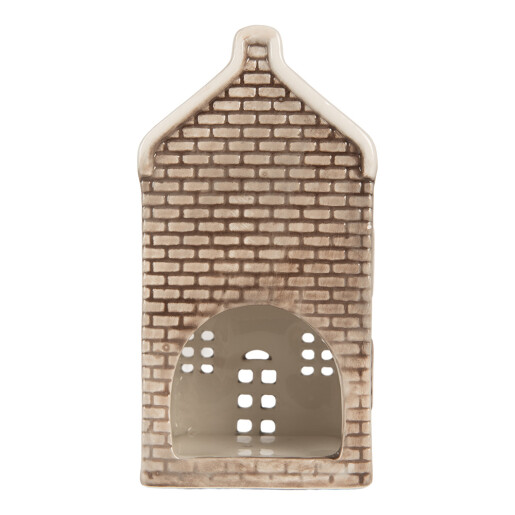 Candela Casuta Craciun ceramica gri maro 7x7x14 cm