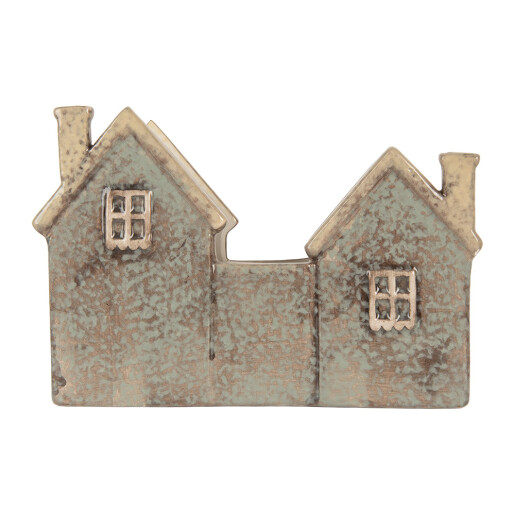 Candela Casuta Craciun ceramica verde maro 22x9x15 cm