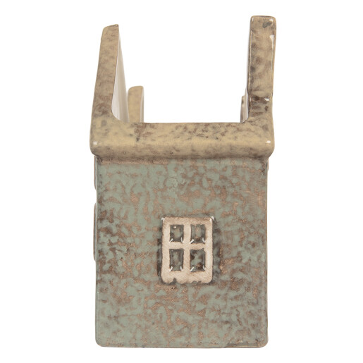 Candela Casuta Craciun ceramica verde maro 22x9x15 cm
