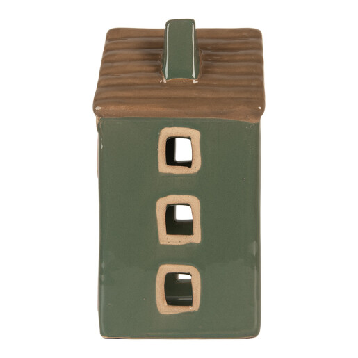 Candela Casuta Craciun ceramica verde maro 9x8x15 cm