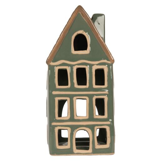 Candela Casuta Craciun ceramica verde maro 9x8x19 cm