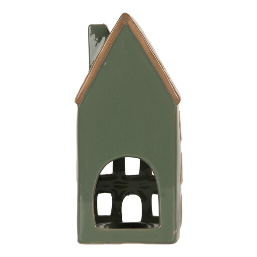 Candela Casuta Craciun ceramica verde maro 9x8x19 cm