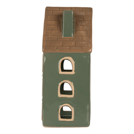 Candela Casuta Craciun ceramica verde maro 9x8x19 cm