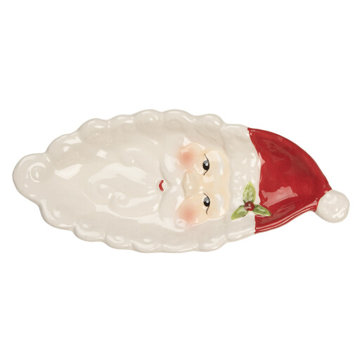 Platou Mos Craciun ceramica multicolora 11x25x3 cm