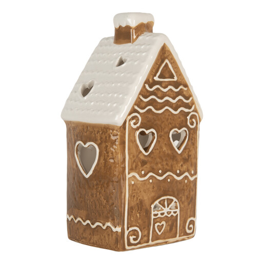 Candela Casuta Craciun ceramica alba maro 11x9x21 cm