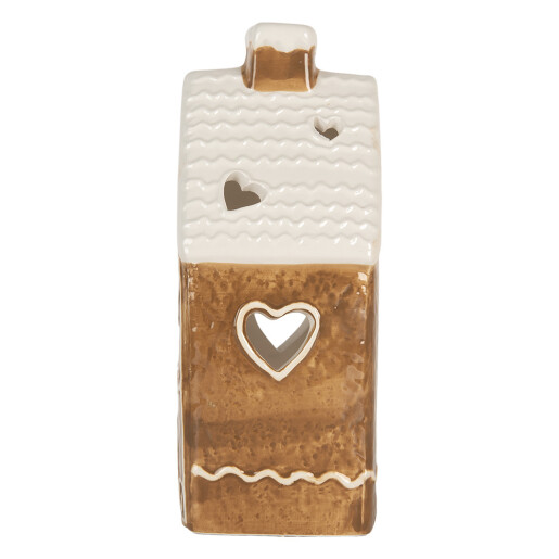 Candela Casuta Craciun ceramica alba maro 11x9x21 cm