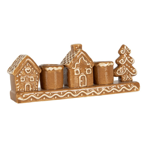 Candela Casute Craciun ceramica alba maro 21x4x8 cm
