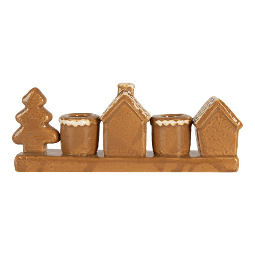 Candela Casute Craciun ceramica alba maro 21x4x8 cm