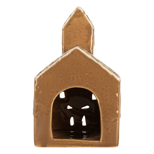 Candela Casuta Craciun ceramica alba maro 10x10x16 cm