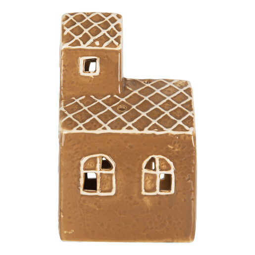Candela Casuta Craciun ceramica alba maro 10x10x16 cm