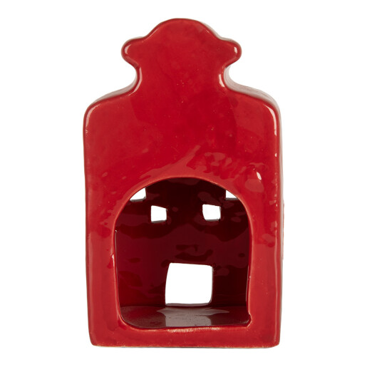 Candela Casuta Craciun ceramica alba rosie 8x7x13 cm