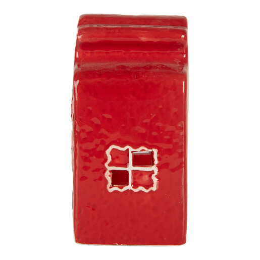 Candela Casuta Craciun ceramica alba rosie 8x7x13 cm