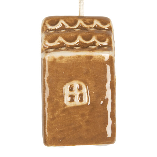 Set 3 ornamente brad Craciun ceramica maro alba 4x4x6 cm