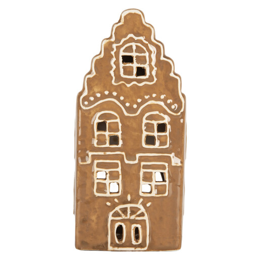 Candela Casuta Craciun ceramica alba maro 8x7x16 cm